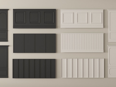 法式护墙板 墙裙su模型