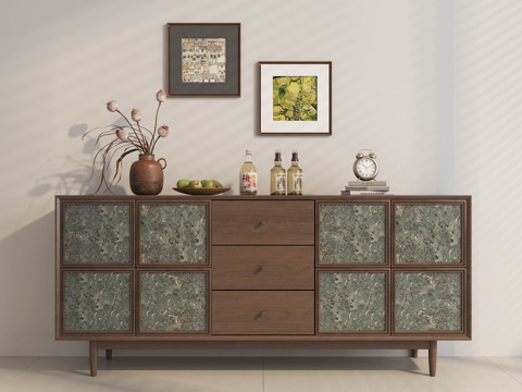 意式边柜玄关柜 法式边柜玄关柜 边柜 玄关柜 餐边柜 中古风su模型