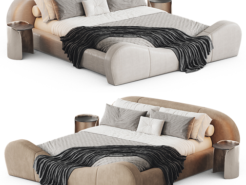  现代意式 GALERA 布艺双人床3d模型 