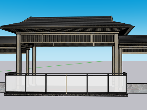 新中式亭子su模型