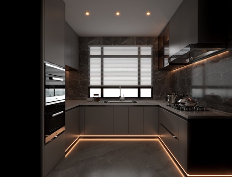 现代意式厨房su模型