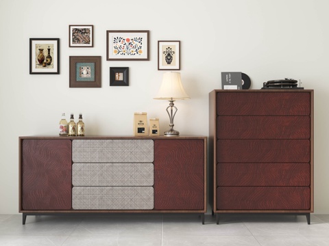 意式边柜玄关柜 法式边柜玄关柜 边柜 玄关柜 餐边柜 中古风su模型