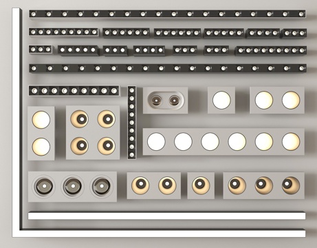 现代筒灯射灯 明装筒灯射灯 线性灯 格栅灯su模型