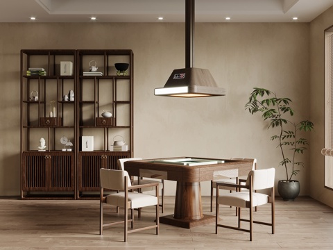 新中式棋牌室 棋牌桌 麻将桌su模型