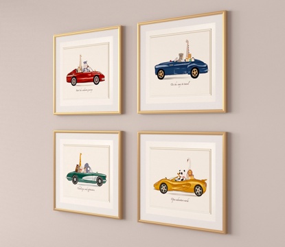 现代儿童挂画 卡通挂画组合 装饰挂画su模型