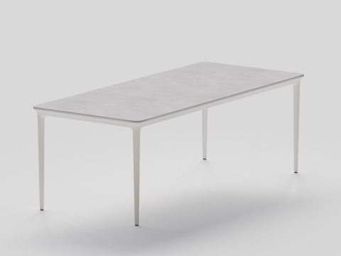 DEDON - 现代户外桌 长桌 八人桌 岩板大理石餐桌su模型