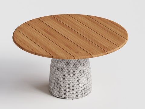 DEDON - 现代户外桌 圆桌 柚木藤编圆桌su模型