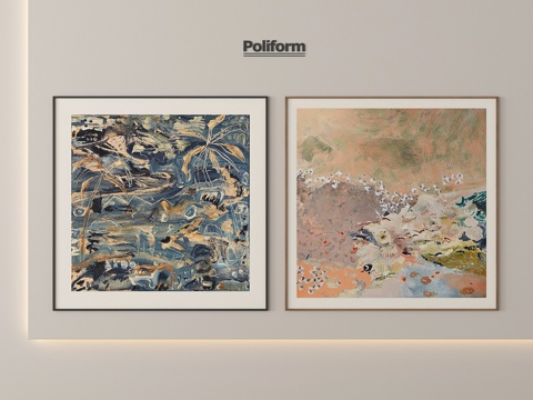 现代侘寂油画 抽象艺术挂画 油画 肌理画su模型