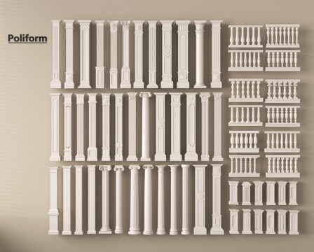 欧式柱子 罗马柱 石膏柱 栏杆su模型