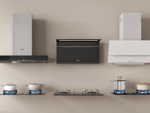 油烟机燃气灶厨具 烟机灶具su模型