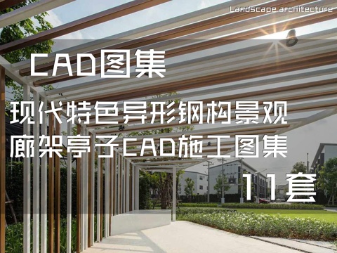 现代特色异形钢构景观廊架亭子CAD施工图集 11套cad施工图