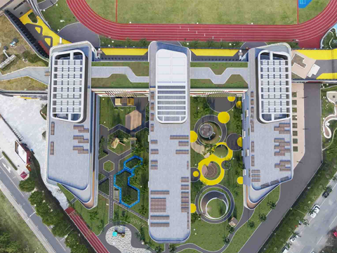 现代校园景观  校园建筑 教学楼建筑su模型