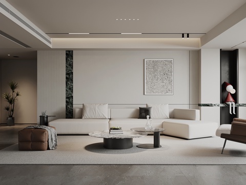 现代客厅 沙发茶几组合 沙发背景墙su模型