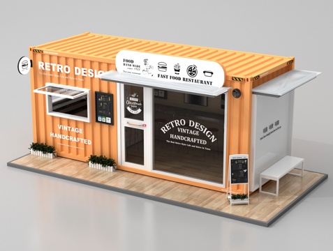 集装箱小吃摊 网红集装箱 集装箱小吃街su模型