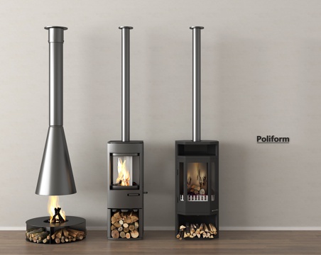 现代壁炉 电子壁炉 火炉 木柴su模型