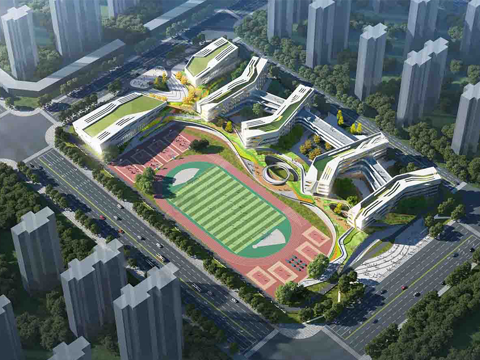 现代校园景观  校园建筑 教学楼建筑su模型
