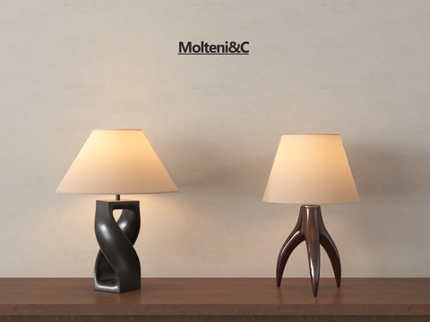 中古复古台灯 麻布灯罩su模型