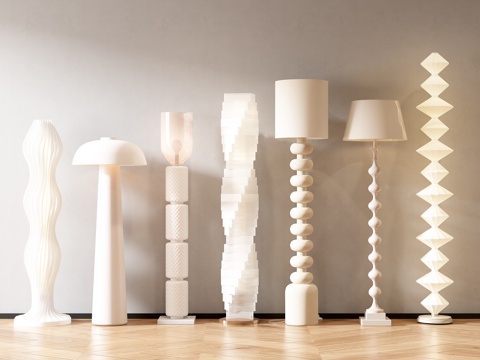 现代奶油风落地灯su模型