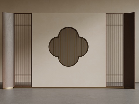 新中式隔断花格 背景墙su模型