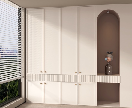 法式衣柜 开放式衣柜 木材高柜su模型