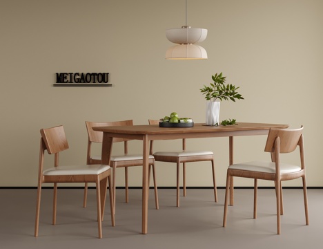 现代餐桌椅组合 餐椅 餐桌su模型