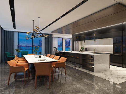  客厅餐厅3d模型 