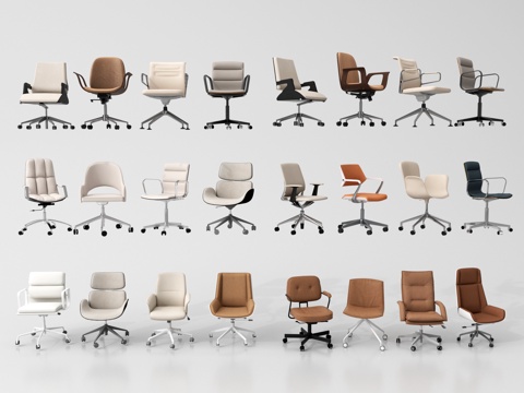 现代办公椅组合 扶手椅 老板椅 培训椅 会议椅 休闲椅 带滑su模型