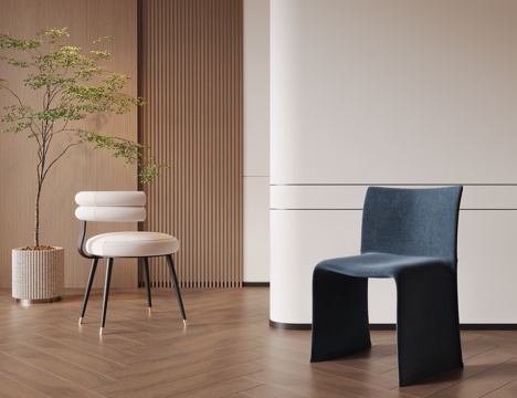 现代餐椅 布椅 不锈钢椅 梳妆椅 单椅su模型