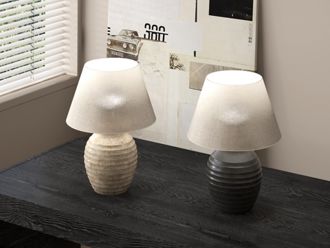 中古风台灯 陶罐台灯 陶罐su模型