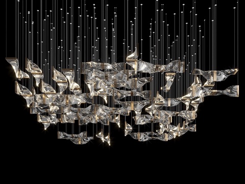  现代轻奢玻璃装饰吊灯3d模型 