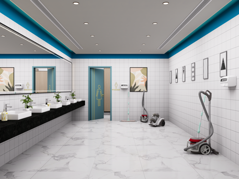  公共卫生间 洗手间 卫生间单开门 无障碍卫生间 商场卫生间3d模型 