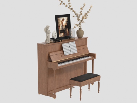  中古风钢琴3d模型 