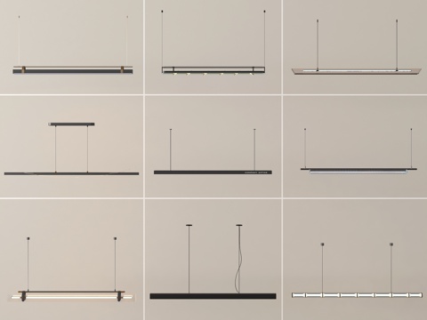 现代吊灯 长吊灯组合 大厅吊灯 工装 长条形su模型