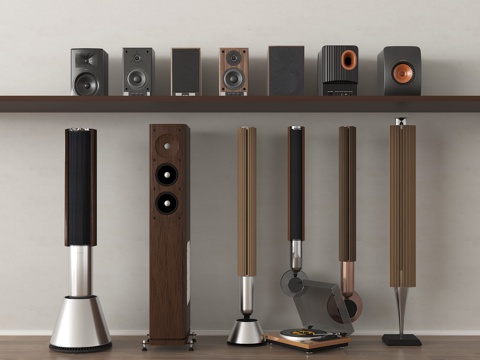 中古风音响 落地音响低音炮 影音设备su模型