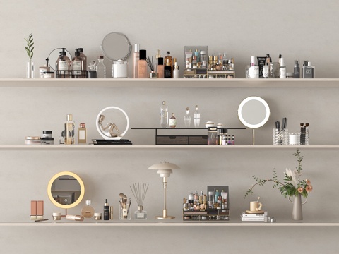 现代化妆品 护肤品 香水 镜子 洗浴用品su模型