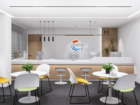 现代前台接待 服务台 前台su模型