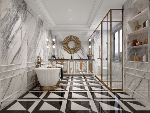  现代欧式卫生间3d模型 