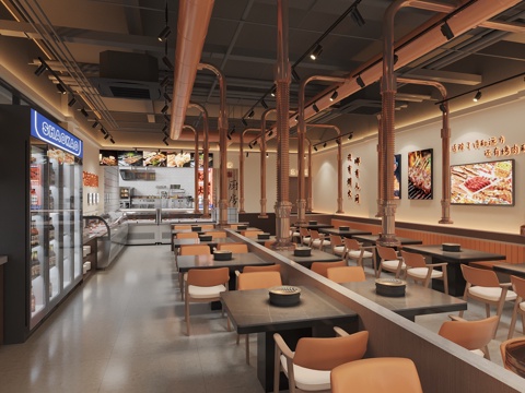 烤肉店 火锅店 烤肉火锅餐厅 烧烤店su模型