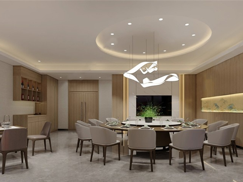 新中式餐厅包厢 酒店包间 餐桌椅su模型