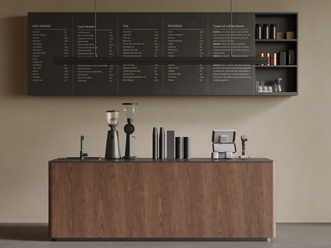 中古风收银台 吧台 招牌su模型