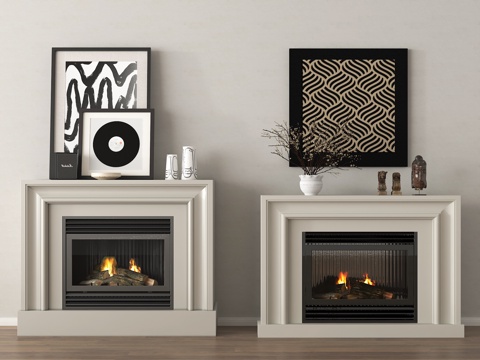 法式壁炉 火炉 火焰 装饰画 摆件su模型