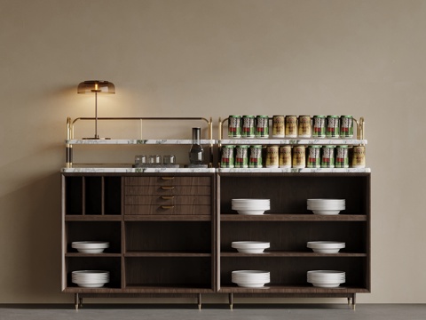 中古风备餐柜su模型