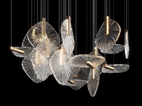  现代轻奢玻璃装饰吊灯3d模型 