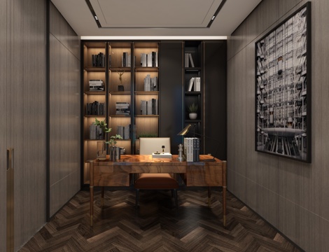  现代书房3d模型 