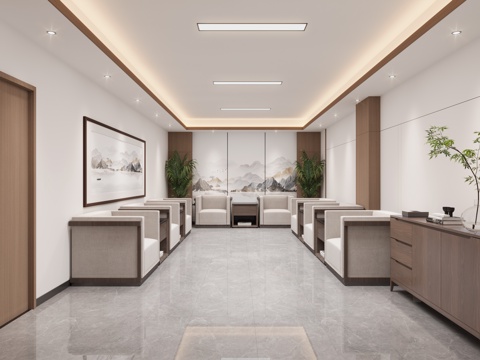  新中式贵宾接待室3d模型 