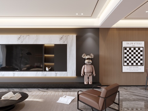  现代客厅餐厅3d模型 