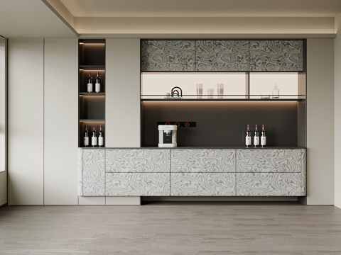 现代酒柜su模型