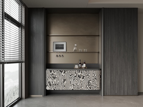 现代酒柜 酒架 餐边柜su模型