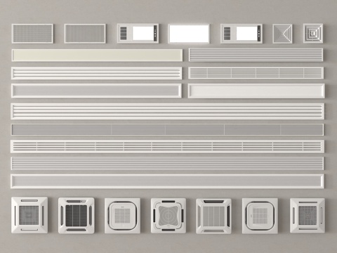 空调出风口 吸顶空调 排风口 浴霸 集成浴霸su模型