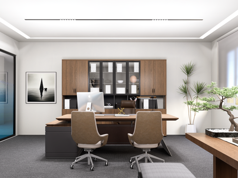 现代办公室 总经理室 老板办公室su模型